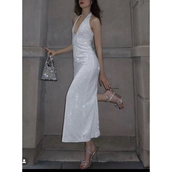 Zara White Halter Midi Dress - Picture 3 of 16
